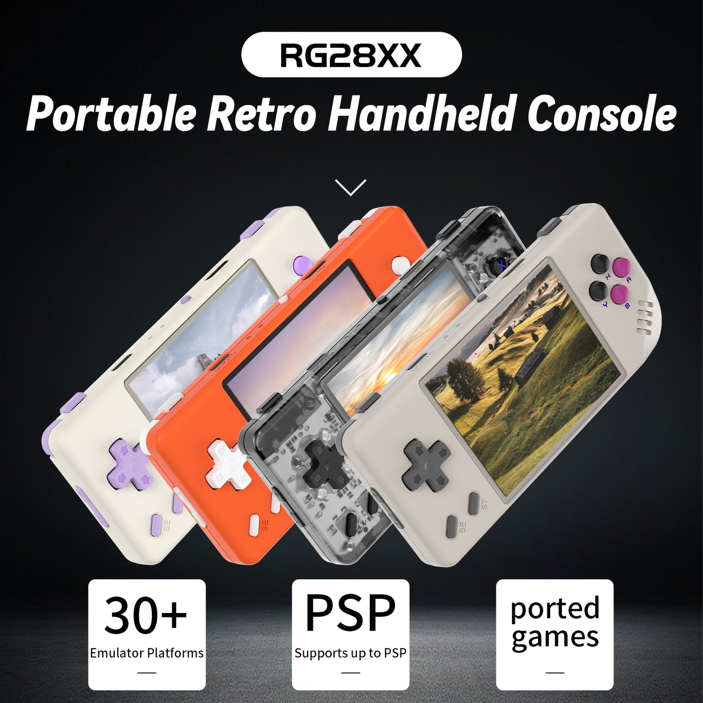 RG28XX Portable Retro Game Console H700 30 Emulator 2.83inch IPS Screen Handheld Game Console  64G