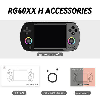 RG40XX H Handheld Game Console 4'' Screen Linux System Joystick RGB Lighting Effect RG40XXH Video Player