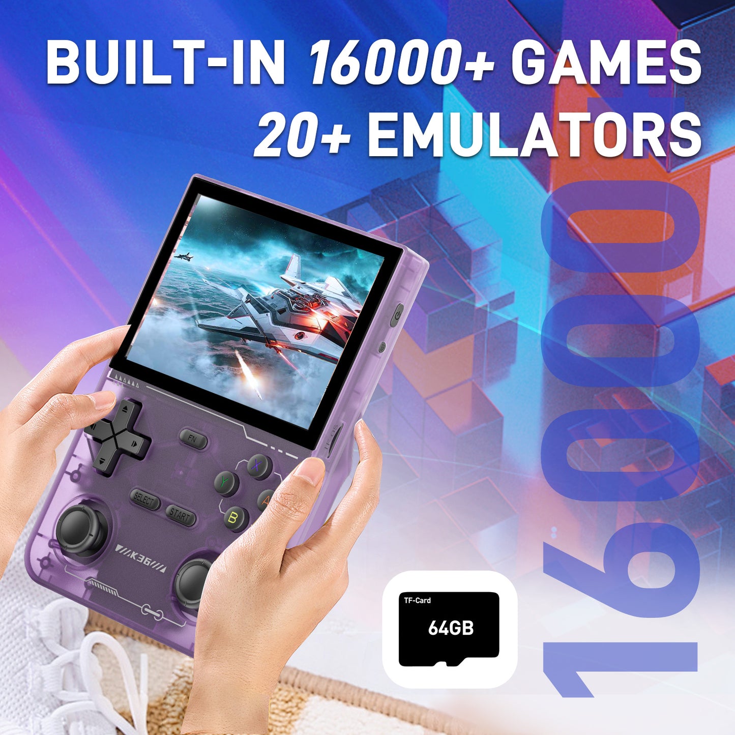 K36 3.5inch 640*480 3500mah 16000+games Open Source Linux retro game consle k36 handheld game console player