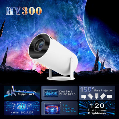 HY300 Mini Portable Dual WiFi Smart Android 11 4K projector