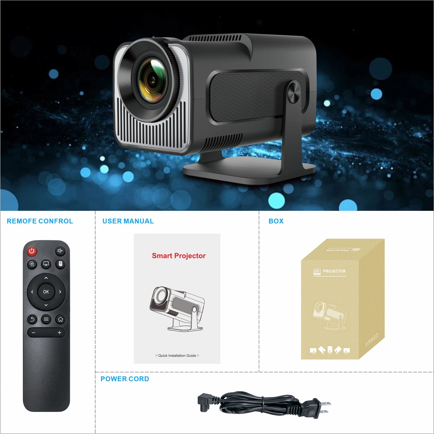 HY320 mini Hd Home Theater Proyector Mini Smart Android Projectors Portable Outdoor Travel Projector 4K