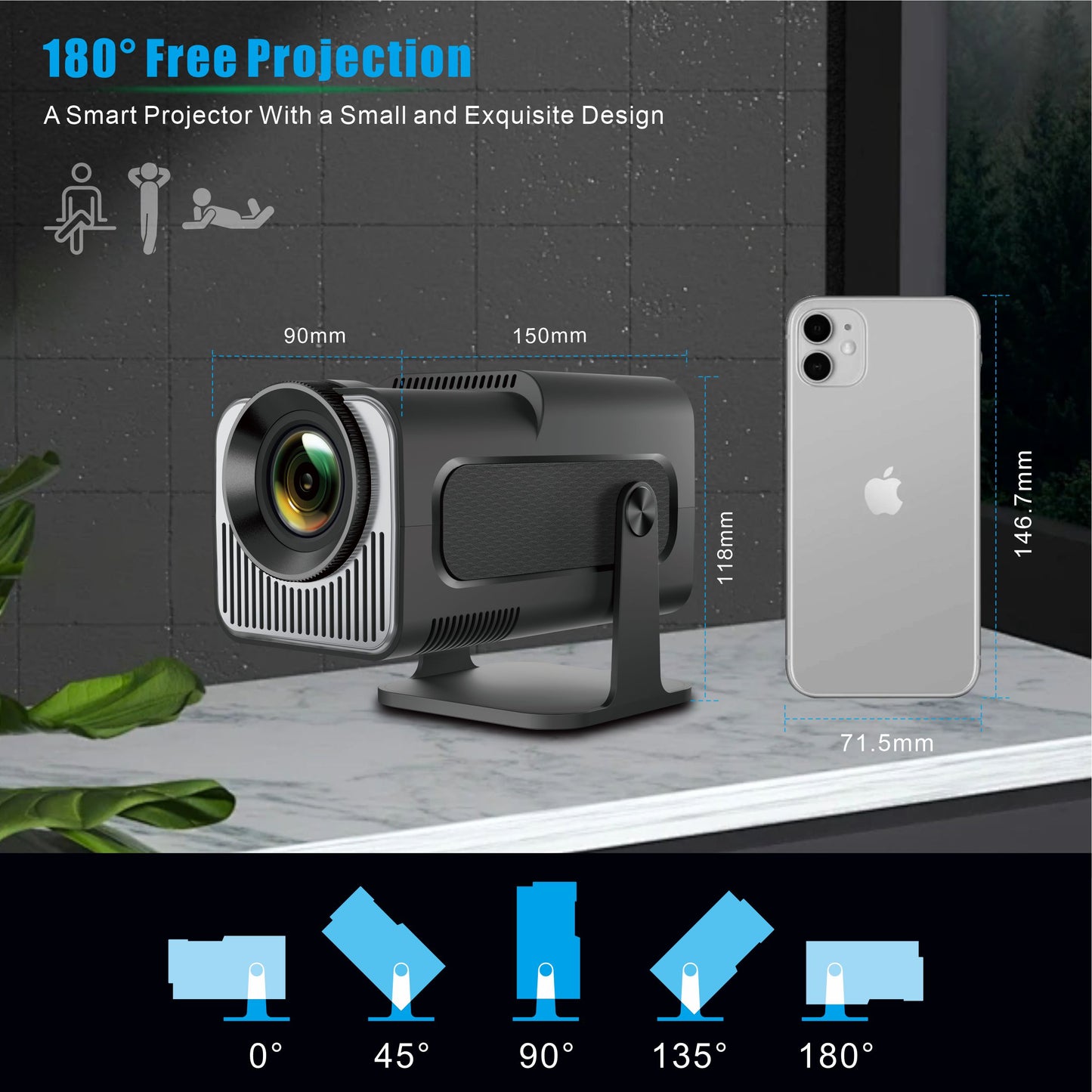 HY320 mini Hd Home Theater Proyector Mini Smart Android Projectors Portable Outdoor Travel Projector 4K