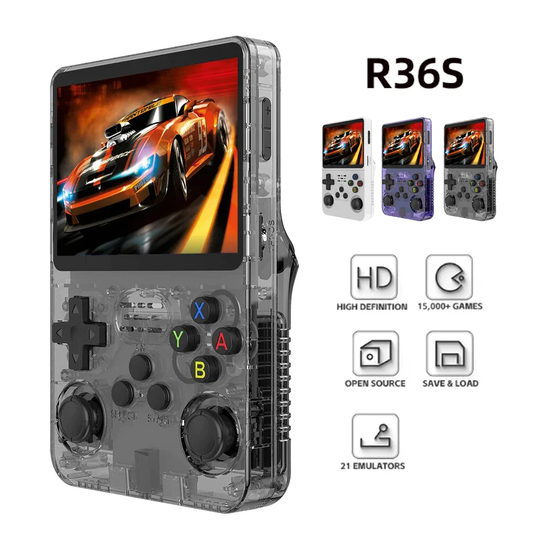 Open Source R36S Retro Handheld Video Game Console Linux System 3.5 Inch IPS Screen Portable Pocket Video Player R35S 64GB Games