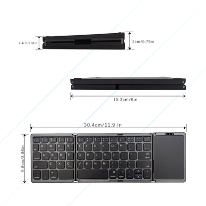 Foldable Bluetooth Keyboard with Touchpad Rechargeable Full Size Ultra Slim Pocket Folding Keyboard for Android Windows iOS Tablet