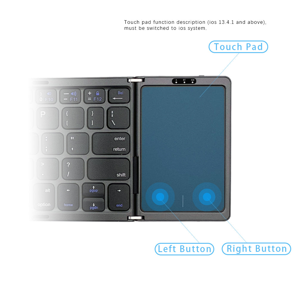 Foldable Bluetooth Keyboard with Touchpad Rechargeable Full Size Ultra Slim Pocket Folding Keyboard for Android Windows iOS Tablet