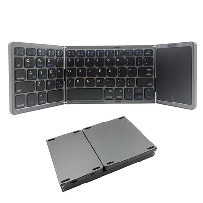 Foldable Bluetooth Keyboard with Touchpad Rechargeable Full Size Ultra Slim Pocket Folding Keyboard for Android Windows iOS Tablet